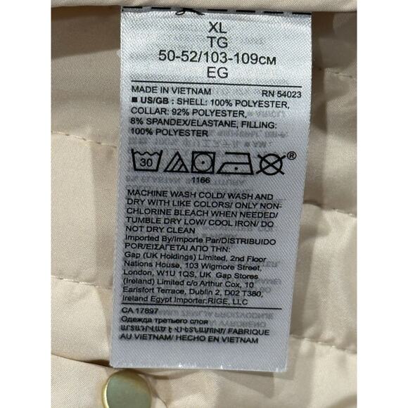 Banana Republic Women's Ivory Quilted Jacket With Faux Sued Collar & Trim Sz XL - Picture 8 of 13